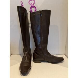 Davos Gomma - Italian made Tall Brown Leather Riding Boots- 9 1/2